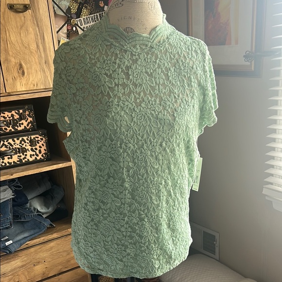 No Boundaries Tops - No Boundaries Mint Green Lace Top - XXL NWT